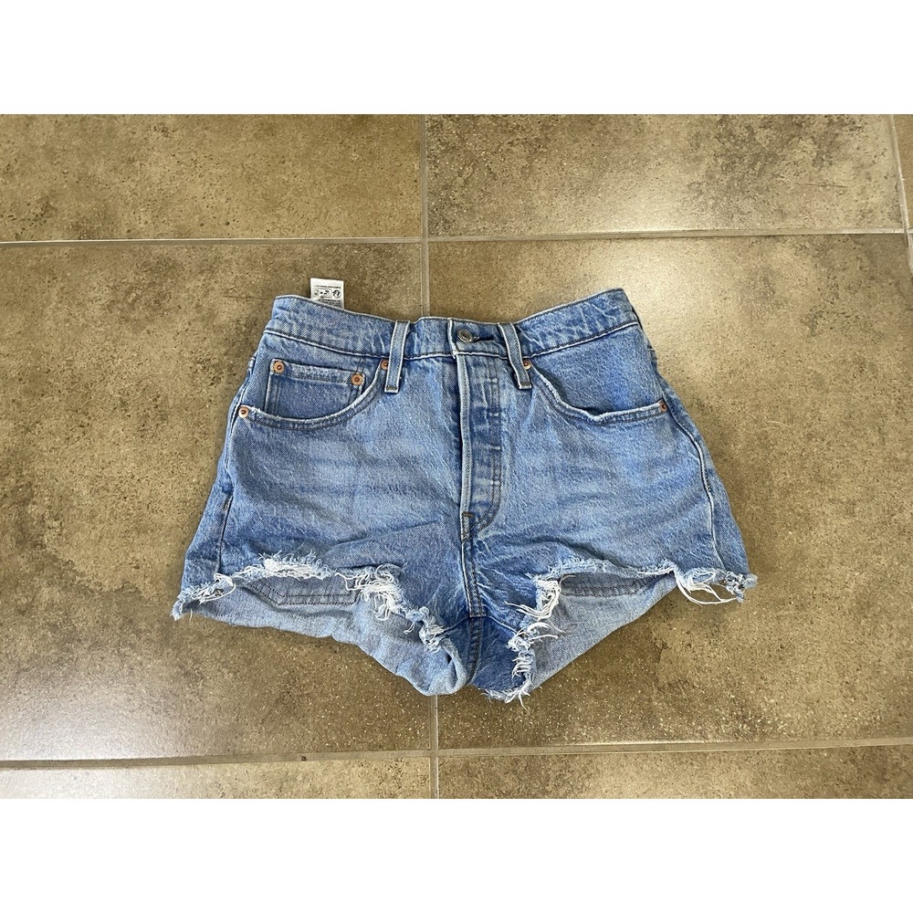 Levi's 501 Women's Jean Shorts Size 26 Cutoff Blue Light Denim Button Fly